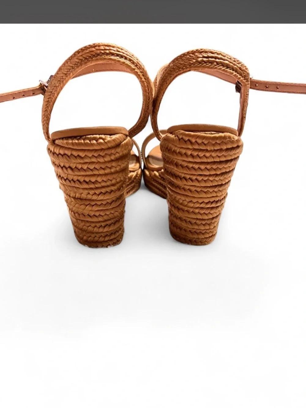 SCHÜTZ- tan & brown wedge sandals with rhinestone straps- Size: 35Br.